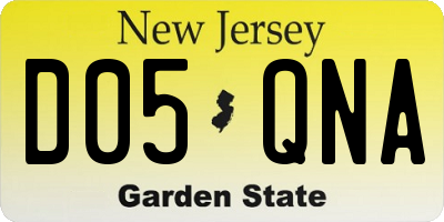 NJ license plate D05QNA