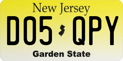 NJ license plate D05QPY