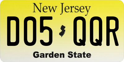 NJ license plate D05QQR
