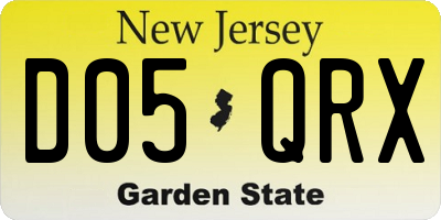 NJ license plate D05QRX
