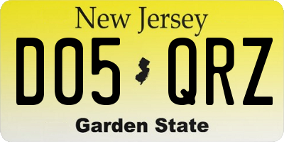 NJ license plate D05QRZ
