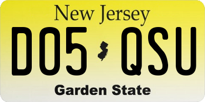 NJ license plate D05QSU