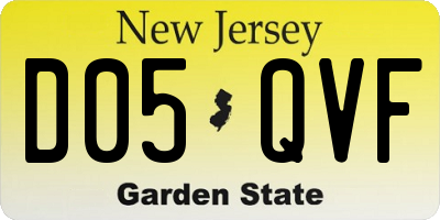 NJ license plate D05QVF