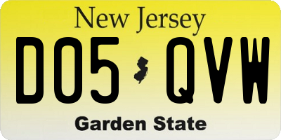 NJ license plate D05QVW