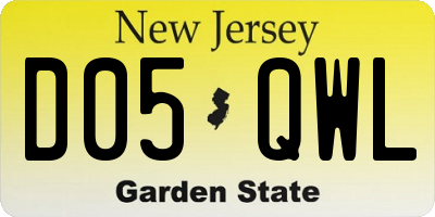 NJ license plate D05QWL