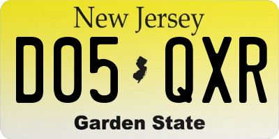 NJ license plate D05QXR