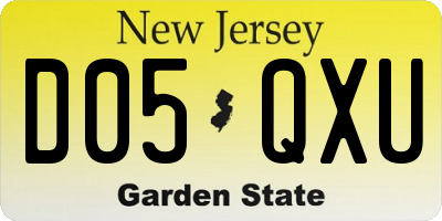 NJ license plate D05QXU