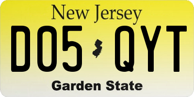 NJ license plate D05QYT