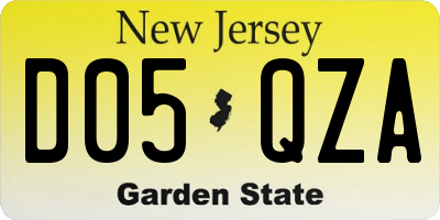 NJ license plate D05QZA