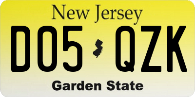 NJ license plate D05QZK