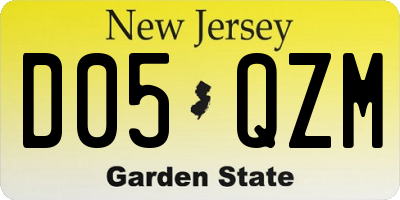 NJ license plate D05QZM