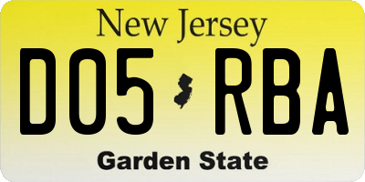NJ license plate D05RBA