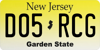 NJ license plate D05RCG