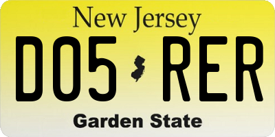 NJ license plate D05RER