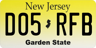 NJ license plate D05RFB