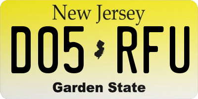 NJ license plate D05RFU