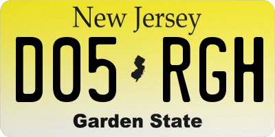 NJ license plate D05RGH
