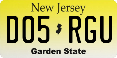 NJ license plate D05RGU