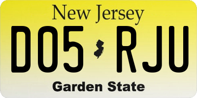 NJ license plate D05RJU