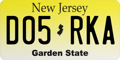 NJ license plate D05RKA