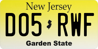 NJ license plate D05RWF