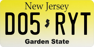 NJ license plate D05RYT