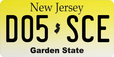 NJ license plate D05SCE