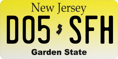 NJ license plate D05SFH