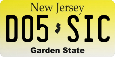 NJ license plate D05SIC