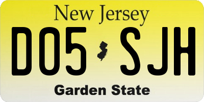 NJ license plate D05SJH