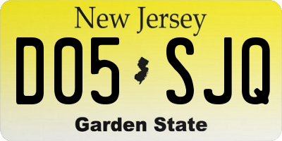 NJ license plate D05SJQ