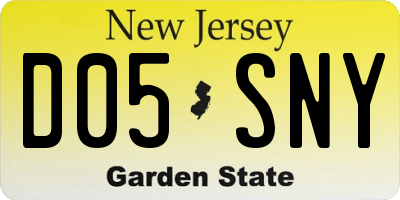 NJ license plate D05SNY