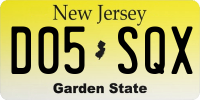 NJ license plate D05SQX