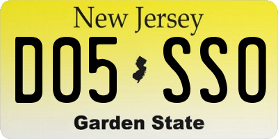 NJ license plate D05SSO