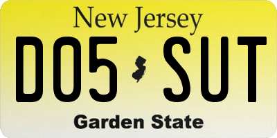 NJ license plate D05SUT