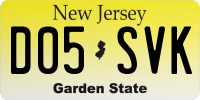 NJ license plate D05SVK