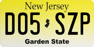 NJ license plate D05SZP