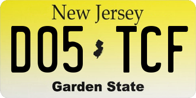 NJ license plate D05TCF