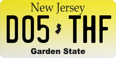NJ license plate D05THF
