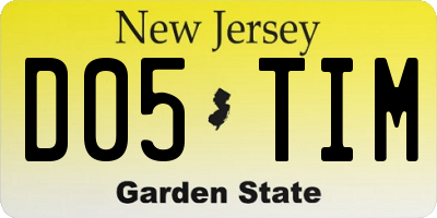 NJ license plate D05TIM