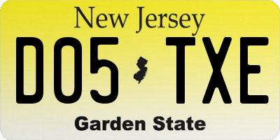 NJ license plate D05TXE