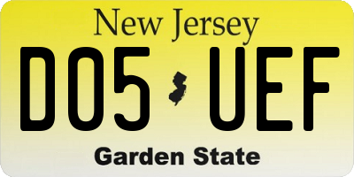 NJ license plate D05UEF