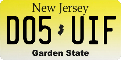 NJ license plate D05UIF