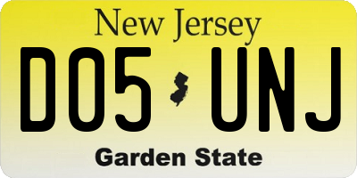 NJ license plate D05UNJ