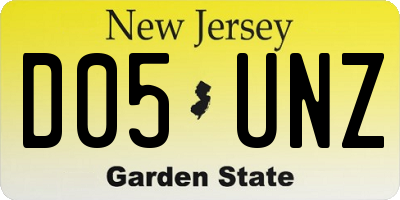 NJ license plate D05UNZ
