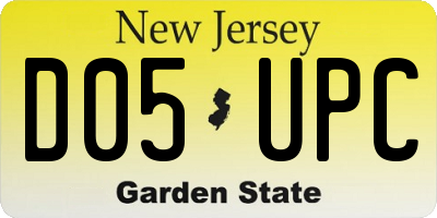 NJ license plate D05UPC