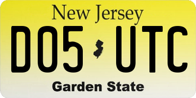 NJ license plate D05UTC