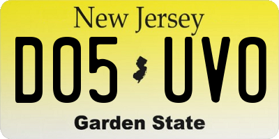 NJ license plate D05UVO