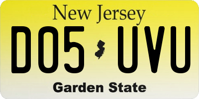 NJ license plate D05UVU