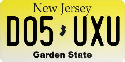 NJ license plate D05UXU